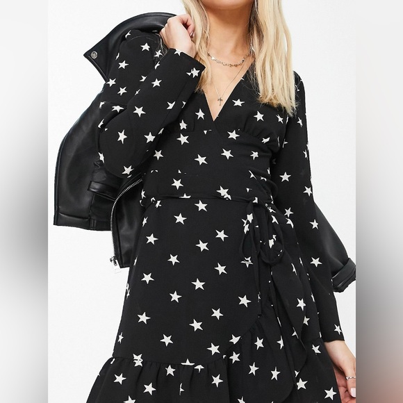 ASOS DESIGN Star print wrap dress NWOT 12 petite - Picture 5 of 8